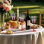 Ciaell 12 Pack 10 Oz Clear Plastic Wine Glasses with Red Stem - Disposable Cocktail Goblets Perfect for Parties & Weddings & Poolside & Outdoors & Camping & Party & Christmas