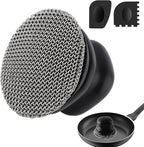Upgraded Cast Iron Cleaner Brush with Heavy Duty Handle, Chain Mail Cast Iron Skillet Pan Scrubber for Griddle Cleaning Brush with Pan Grill Scrapers