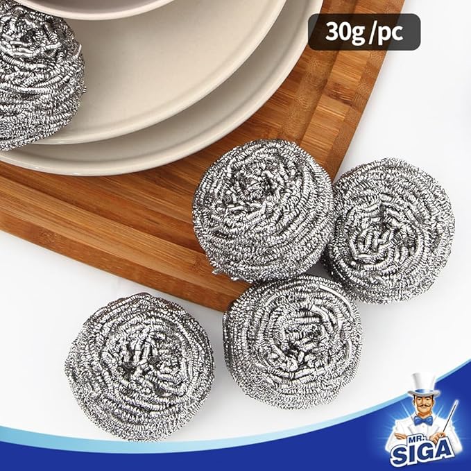 MR.SIGA Stainless Steel Scourer, Pack of 6, 30g