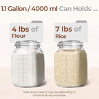 ComSaf 1 Gallon Square Glass Jars with Airtight Lids (135oz, Set of 2), Extra-Wide Mouth Canisters with Measurement Marks for Bulk Flour Storage, Fermenting Kombucha & Pickling