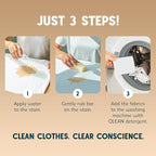 QLEAN Vegan Stain Remover Bar for Fabrics, Laundry Bar Soap for Clothes – Plant-Based, Travel-Friendly Stain Remover for Grease, Wine, Coffee, Grass & More – Non-Toxic & Safe for Delicates (3)