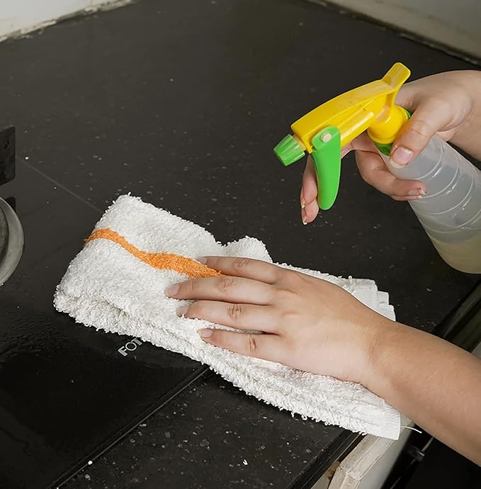 STF Linen Bar Mops Gold Stripe Pack of 60 Kitchen Towels 16x19 Multi-Purpose for Home, Restaurant and Cleaning White Absorbent Washcloth Dishcloths Sets, Reusable Dish, Cloths Rags