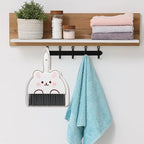 Ouligay Portable Mini Dustpan and Brush Set,Cute Small Broom and Dustpan Set with Durable Brush,Lightweight Dust Pan and Broom Set for Desktop Small Space Cleaning(White Rabbit)