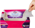 Clorox Scentiva Fabric Softener Dryer Sheets, Tuscan Lavender & Jasmine Scent - Wrinkle Reducing Scented Softening Laundry Dryer Sheets for Great Smelling Clothes, 105 Count