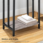 HOOBRO Free Standing Towel Rack, 3 Tier Blanket Rack, Blanket Holder for Bathroom, 16.9" L x 11" W x 31.9" H, Industrial Metal Drying and Display Rack with Shelf, Greige and Black BG03LB01