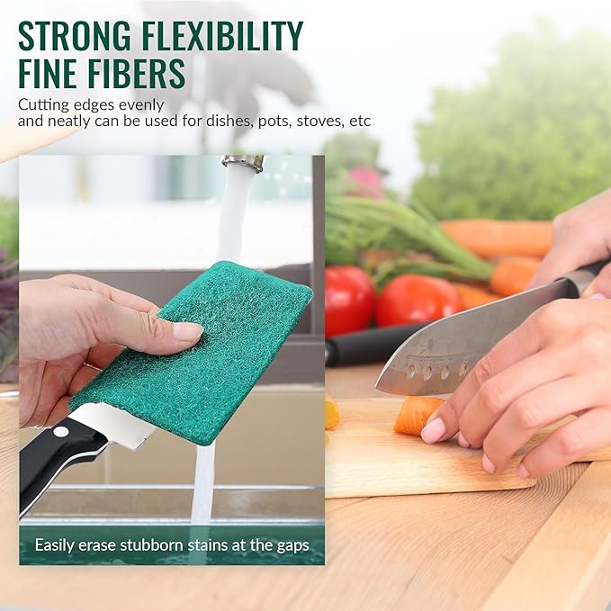 Green Scouring Pad，Scrub Pads，Cleaning Pads for Dishes Kitchen (20)