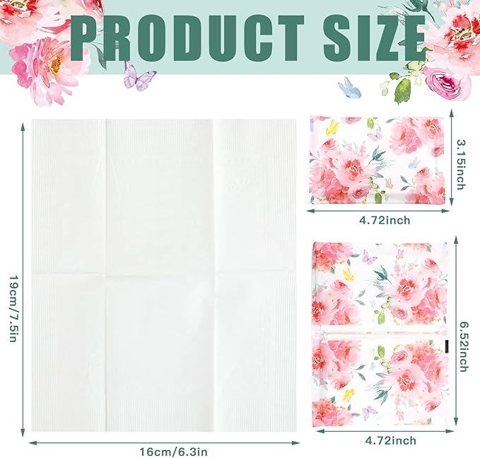 Geyee 50 Packs Facial Tissue Travel Packs Disposable Pocket Tissues for Wedding Guest Travel School Purse Home Supplies, 500 Sheets 3 Ply(Spring Floral)