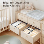 DIMJ Drawer Organizers Clothes, Set of 12 Dresser Organizer Bins, Fabric Closet Organizers and Storage, Shallow Drawer Dividers for Nursery, Clothing, Baby Clothes, Socks, Underwears, Tie (Navy Blue)