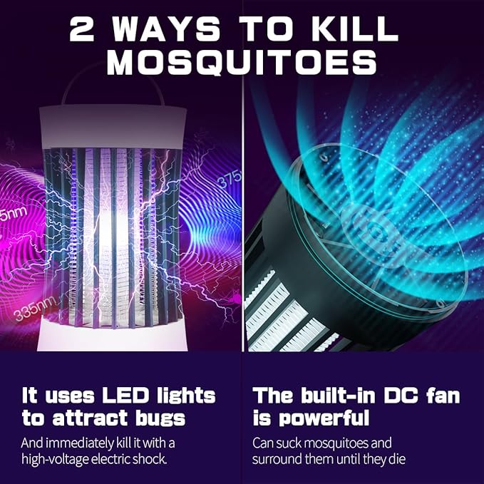 AICase 2pcs Portable USB Electronic Rechargeable Killer Lamp/Bug Zapper for Summer Trip,Outdoor Camping,Patio,Home and Garden,Mosquito Trap Indoor,Moth Trap/Bug Killer/Mosquito Killer Light
