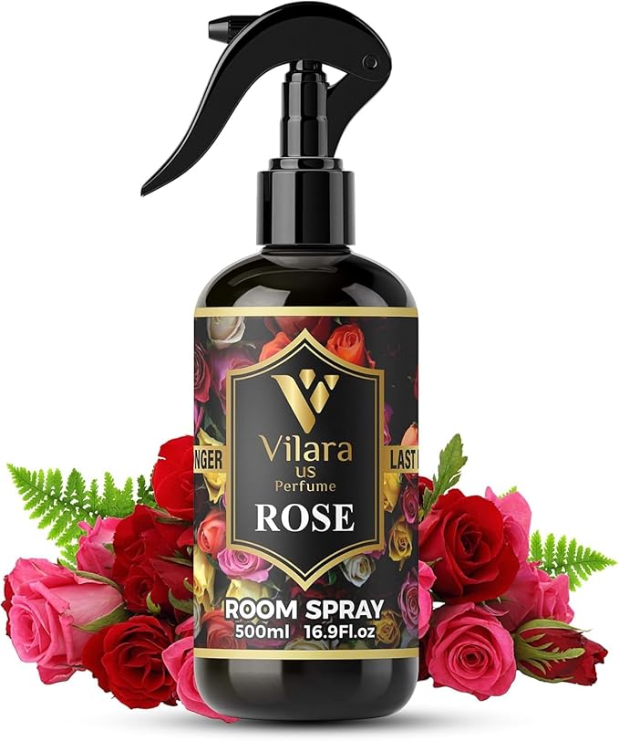Vilara US Room Spray Freshener – Long-Lasting Luxury Perfume Scent, Linen & Fabric Spray for Bedding, Furniture, Home & Bedroom Aromatherapy – 16.9 fl oz (Rose Pack 3)