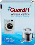 GuardH Washing Machine Drum Cleaner Tablets 12 Count 216g Deep Cleaning and Descaling Tablets for HE and Standard Washers Removes Residue Odor and Buildup Phosphate and Chlorine Free