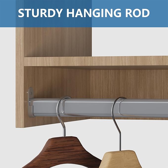 MODCART Medium Double Hanging Closet Unit, Modular Closet System, Wood Closet System Organizer with Storage for Walk In Closets, Clothing Rack Closet for Hanging Clothes, Bedroom, 28.5"W