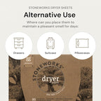 Grab Green Stoneworks Dryer Sheets, 80 Sheets, Olive Leaf Scent, Plant and Mineral Based, Softens Fabrics, Reduces Static-Cling and Wrinkles, Freshens Clothing