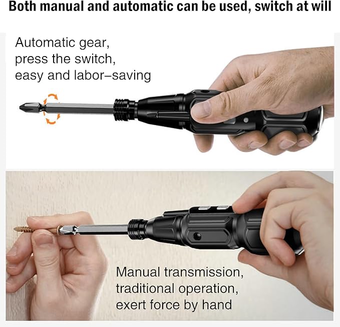 Electric Screwdriver Cordless, Rechargeable Power Screwdrivers Set, Portable Automatic Home Repair Tool Kit with LED Lights USB Cable for Man (1Pc)