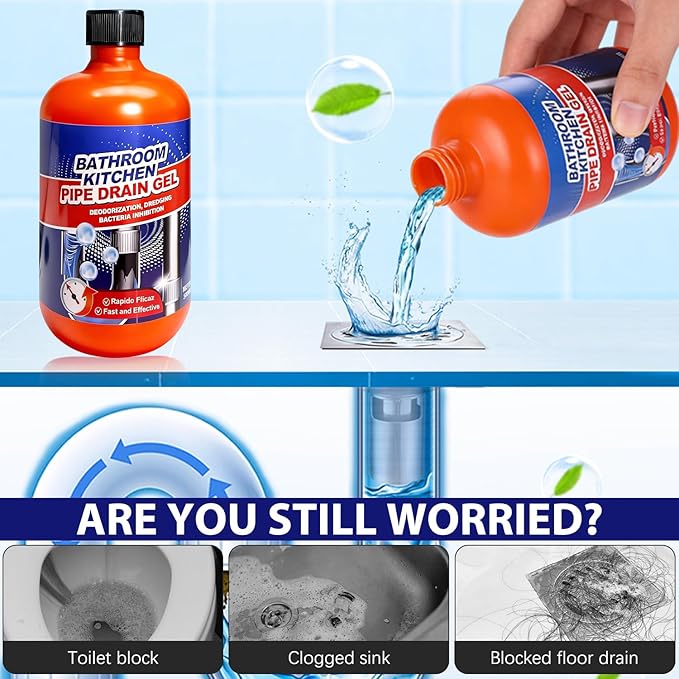 Pipeline Dredging Agent,Pipe Dredge Drain Cleaner,Sink Drains Hair Clog Remover Cleaner,Toilet Unclogger Heavy Duty,Bathroom Shower Pipeline Dredging Agent,Unclog Clogged Drain（500ml）