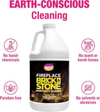Quick 'n Brite Fireplace Brick and Stone Cleaner 64oz - Natural Stone, Tile, and Marble Cleaner with Scrub Brush - Indoor Fireplace and Wood Stove Cleaning Kit - Pellet Stove Creosote Remover