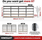 HOMEDANT 47.7" W 5 Tier Heavy Duty Garage Shelving Adjustable Metal Rack Storage Shelves Standing Shelf Unit Organizers Industrial Warehouse Basement Black 2Pack