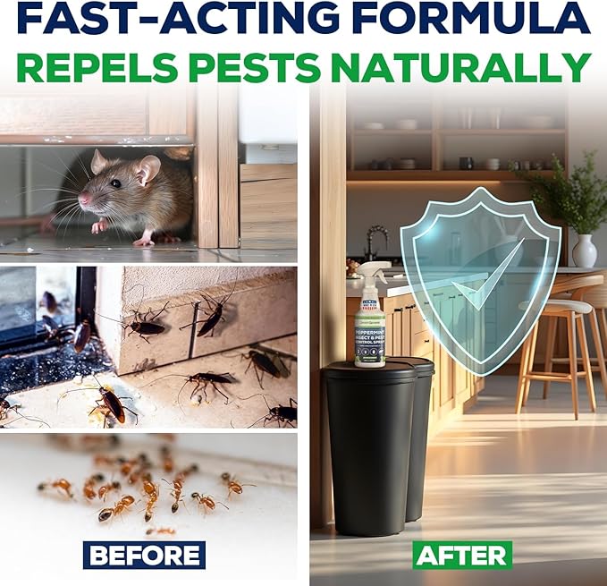 All Natural Peppermint Oil Insect & Pest Control Spray Repels Mice, Spiders, Ants, for Home, Indoor, Outdoor, Garden Maximum Strength Smart Grower Ready to Use 32 FL OZ
