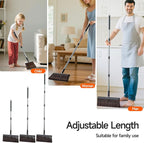 CTIME Broom and Dustpan Set, Extra Brush Head & 52" Adjustable Long Handle Standing Dustpan Set, with Dust Pan Teeth to Clean Pet Hair, Easy Sweeping Suitable for Home Kitchen Office Lobby