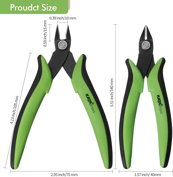 KATA 2-Pack Micro Wire Cutter For Electronics Flush cutter, Precision Side Cutting for Electronics, Craft, Jewelry, Soft Copper, Wire Cables, Floral, Zip tie