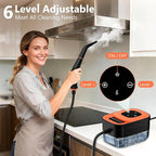 Steam Cleaner, Portable Steamer for Cleaning with 16pcs Accessories, 6-Level Adjustable, 15s Heat-Up, Handheld Steam Cleaner for Home for Tile, Grease, Dirt, Grout, Car Detailing, Orange