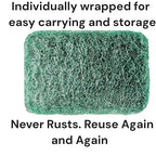 16-Pack Individually Wrapped Green Stainless Steel Soap Pads | Reusable Steel Wool Soap Pads | Leak-Proof Scouring Pads Metal Scrubber