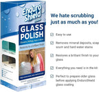 EnduroShield Shower Door Glass Polish – Water Spot Remover & Hard Water Stain Cleaner for Cloudy Shower Doors – Removes Soap Scum, Limescale & More – 7.4 fl oz