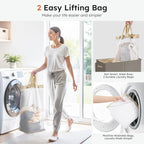 SOLEDI Large Double Laundry Hamper with Lid, Collapsible Clothes Hamper 2 section with Removable Bags, Space-Saving Laundry Basket for Bedroom, Dorm, College