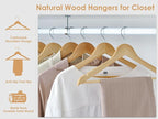 StorageWorks Wooden Hangers 20 Pack, Wood Coat Hangers for Closet, Heavy Duty Clothes Hangers for Suits, Shirts, Pants, Jackets, Natural Wood Color