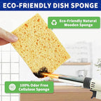 CELOX 24 Pack Durable Kitchen Sponges, Natural Wood Pulp Sponges for Dishes, Absorbent Cellulose Sponge Bulk for Cleaning Kitchen, Bathroom, DIY for Kids, 4.3" x 2.6" x 0.5"