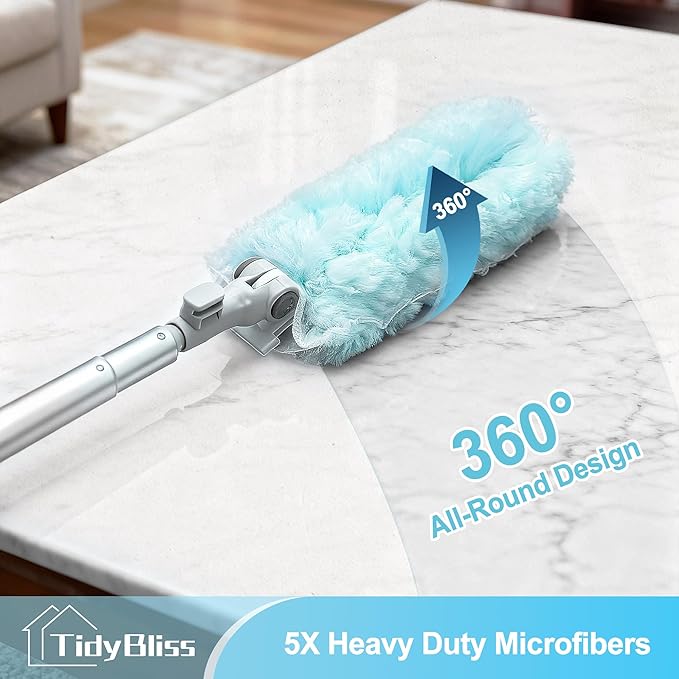 Dusters for Cleaning with Extension Pole for Swiffer, 66 inches Extended Handle Dusting Wand Kit with 10 Refills, 360 Degree Heavy Duty Microfibers Dust Removing Tool for Ceiling Fan Wall