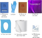 pH Advantage 3 x Personal Toilet Kit | Public Restroom Kit | Toilet Paper, Toilet Seat Cover, Butt Wipes, Cleansing Wipes (Purple)
