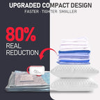 VMstr Vacuum Seal Bags for Clothing Travel, Carry-on Size for Luggage Compression Packing, Space Bags with High Pressure Electric Pump (DC Power) 9-Pack Combo Size Travel Set