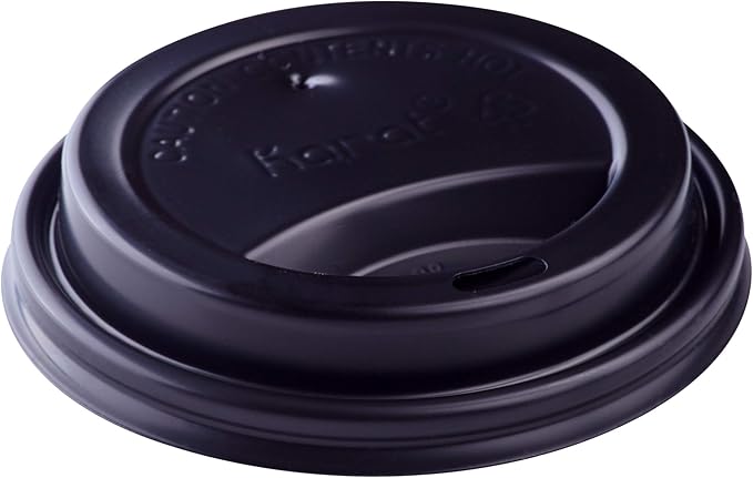 Karat 10-24 oz. Coffee Cup Sipper Dome Lid - Black (90mm) - 1,000 ct