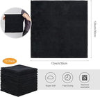 SINLAND Microfiber Cleaning Cloth Absorbent Dish Cloth Kitchen No Streak Dish Rags Glass Cleaning Cloths 12inchx12inch 12 Pack Black