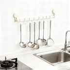 2026 Upgrad Wall Hooks Rack, Space Saving Utensil Holder for Kitchen Bathroom, No Drilling Wall Mounted Accessory Hanger, Kitchen Rail for Hanging Cooking Utensils Mugs Spoons (White_F)