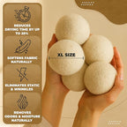 XL Dryer Balls from 100% New Zealand Wool (6-Pack), Natural & Reusable Fabric Softener Balls for 1000+ Loads, Essential Oil Ready Laundry Accesories, Reduces Wrinkles & Cuts Drying Time