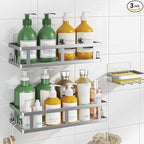 Youvip Shower Caddy Adhesive,No Drill Bathroom Organizer,Large Capacity Rustproof Shelves for Inside Shower,Bathroom Organizers and Storage,Silver