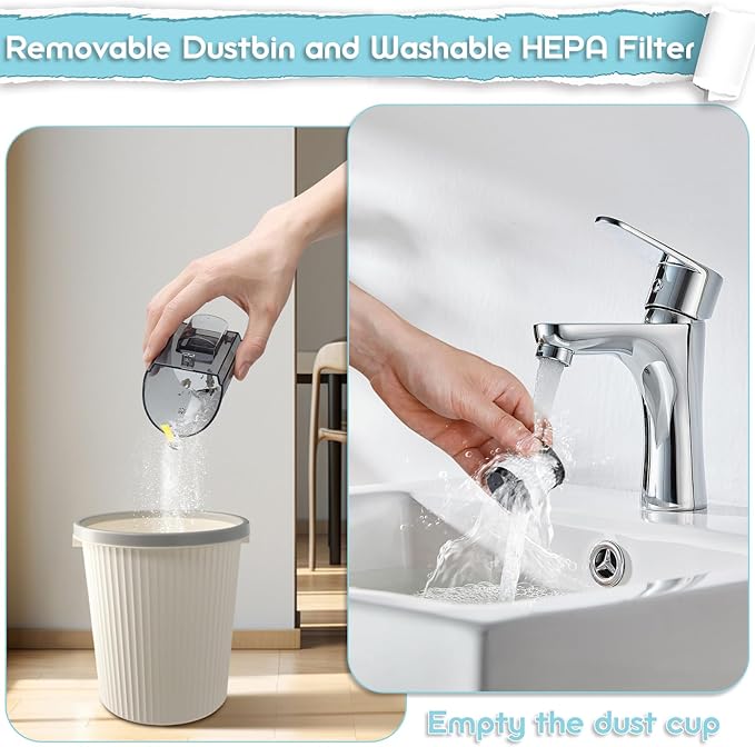 Handheld Cordless Vacuum Cleaner, Portable Car Vacuum with 18KPa Suction Power, Quick-Charge Hand Vac with LED Headlight & Storage Dock for Home Office Desk Keyboards Pet Hair, White