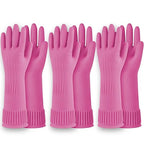 Reusable Waterproof Household Dishwashing Cleaning Rubber Gloves, Non-Slip Kitchen Glove (Pink, Medium (Pack of 3))