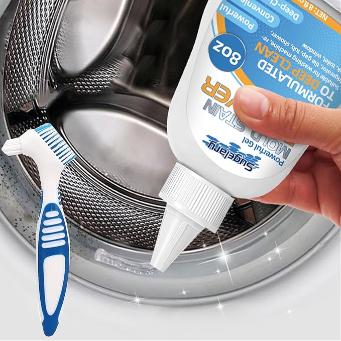 Sugelary Mold Stain Cleaner, 8 Fl oz All-Purpose Gel for Front Loader Seal, Household Cleaner Gel for Bathroom Grout, Sink, Shower, Caulk, Washing Machine Cleaning Solution