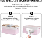 Large Storage Baskets for Shelves, Closet Organizers Bins for Clothes Blanket Towels, Baby Nursery, Toy Baskets Box, Woven Rope Baskets, 17 x 13 x 7.5”, 2 Packs Woven Pink