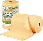 Microfiber Cleaning Cloths Roll, 75 Pack Tear Away Microfiber Towels Roll, 12" x 12" Lint Free Rags, Reusable Cleaning Cloths, Washable, Scratch Free,Ultra Absorbent Dish Rags(Orange)