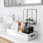 ALELION Bathroom Basket for Toilet Tank - White Wooden Toilet Basket, Decorative Back of Toilet Organizer for Organizing Toilet Paper, Towels, and Bathroom Accessories
