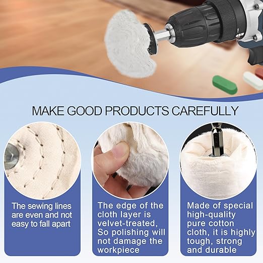 Neeki 14pcs Drill Polishing Wheel and Polishing Compound, Soft Drill Brush with 1/4 Hexagonal Shank, Suitable for Metal, Stainless Steel, Jewelry, Wood, Ceramic, Glass, etc.