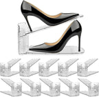 10 Pack Clear Shoe Slots Organizer - Adjustable Height 3.7''to 7.7'' Shoe stackers for a pair of shoes ,Shoe rack storage shoe space saver 50%,Easy to assemble shoe hold shoe organizer for cloest