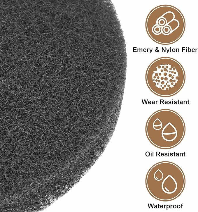 HARFINGTON 24pcs Scrubber Scouring Pads 1200 Grits 5 Inch Drill Power Brush Hoop and Loop Surface Conditioning Disc Drill Scuffing Disc Scrub Pads for Home Kitchen Cleaning, Light Gray