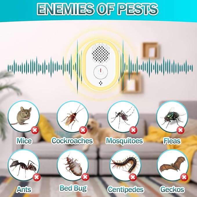Ultrasonic Repeller Pest, Mouse Repellent Ultrasonic Plug In Indoor Sonic Repellent Pest Control Rodent Repellent Ultrasonic Mouse Insect Bug Bat Squirrel Rat For House Attic Garage Basement Apartment