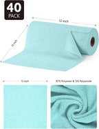 Fantasticlean Microfiber Cleaning Cloth Roll -40 Pack, Tear Away Microfiber Towels, 12" x 12", Reusable, Washable, Scratch Free, Ultra Absorbent Dishcloth for All-Around Cleaning Supplies (Blue)