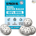 Smart Sheep Wool Dryer Balls - 6-Pack - XL Premium Natural Fabric Softener Award-Winning - Wool Balls Replaces Dryer Sheets - Wool Balls for Dryer - Laundry Balls for Dryer